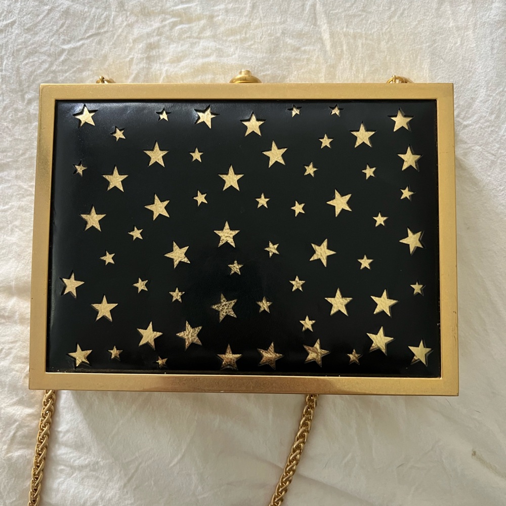 Alice and Olivia Gold and Black Clutch by Stacey Bendet with star details